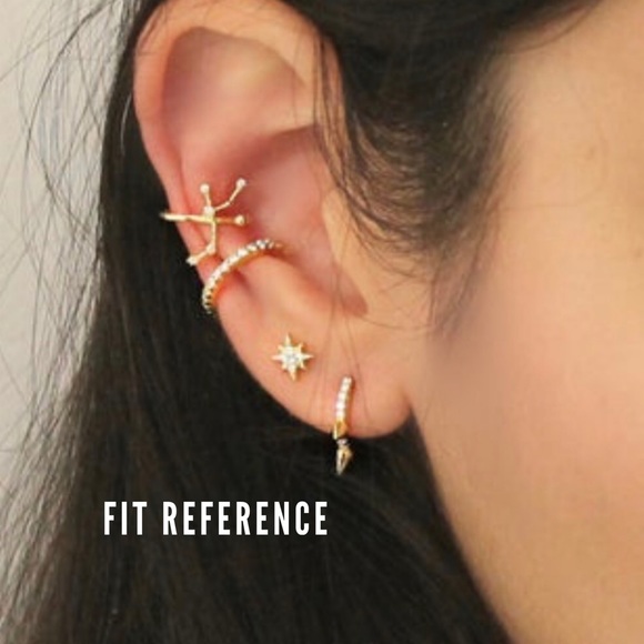 CAPRICORN 14k Gold Dipped Cuff + Stud Earring Set - Picture 6 of 7